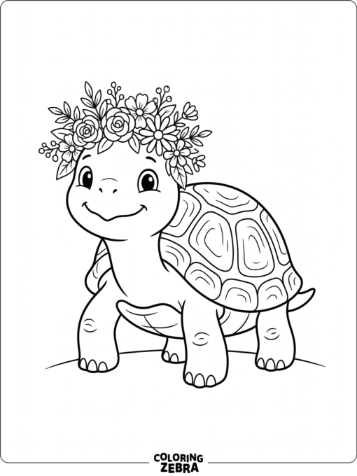 A cute turtle with a flower crown