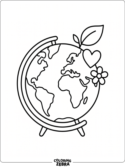 Easy Globe With Leaf and Heart