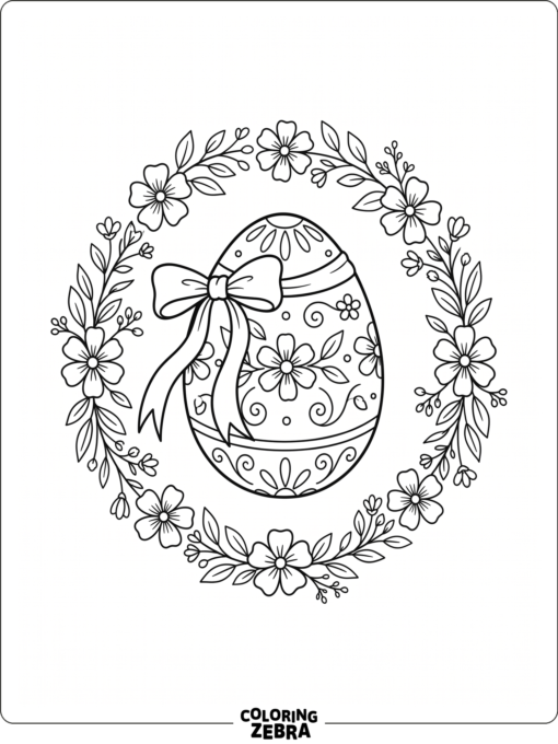 Single egg with ribbon and flowers