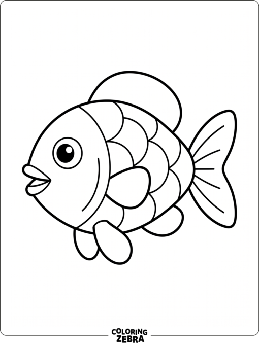 A simple fish with large shapes and minimal details