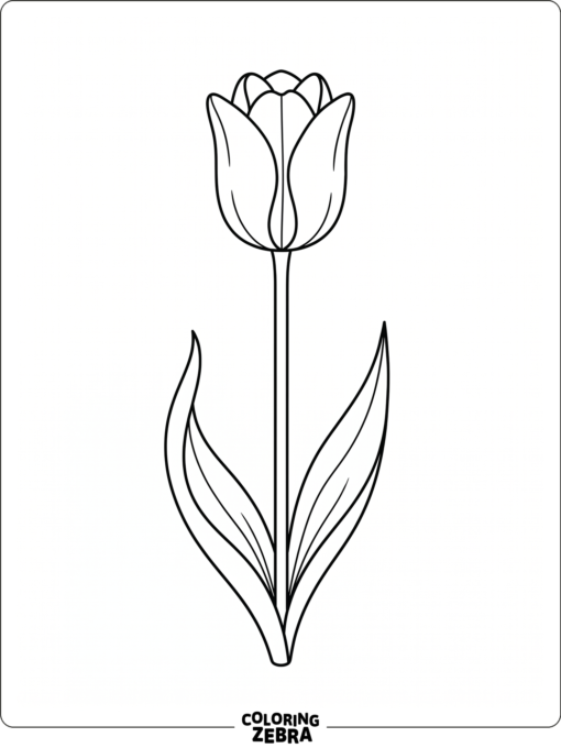 A plain tulip with a simple stem and leaves