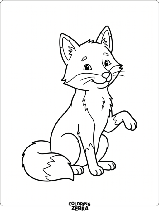 An easy fox sitting with one paw raised