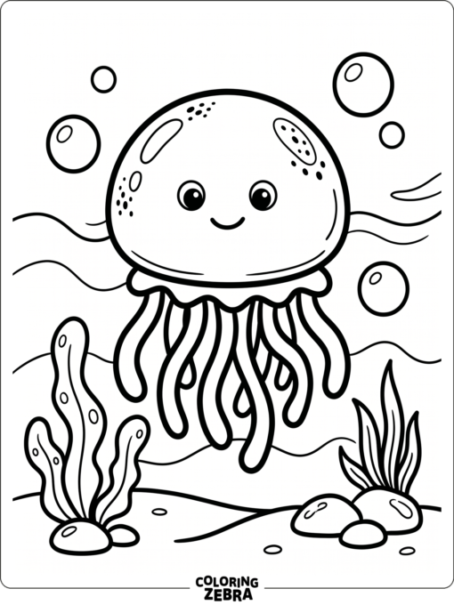 A round jellyfish with short tentacles