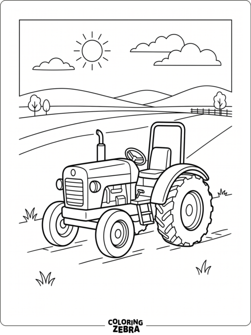A simple farm tractor with bold outlines