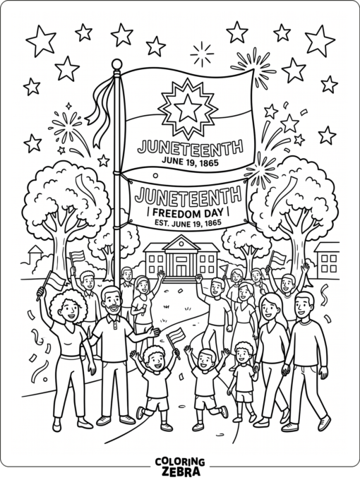 Easy Juneteenth scene with a flag and stars