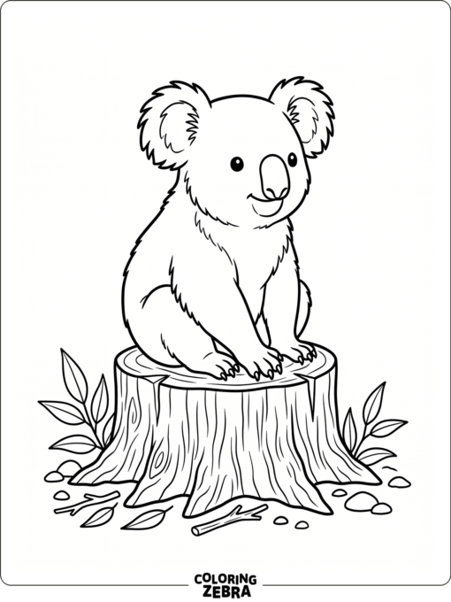 A simple koala sitting on a stump