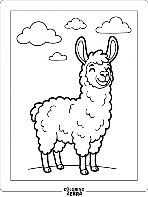 A simple smiling llama with big ears