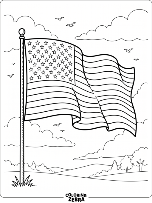 Large American flag with bold stripes