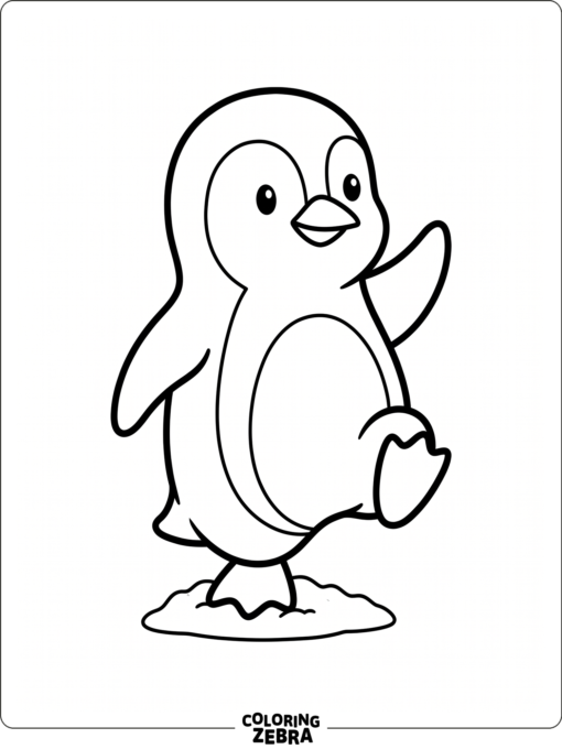 A simple penguin standing on one foot