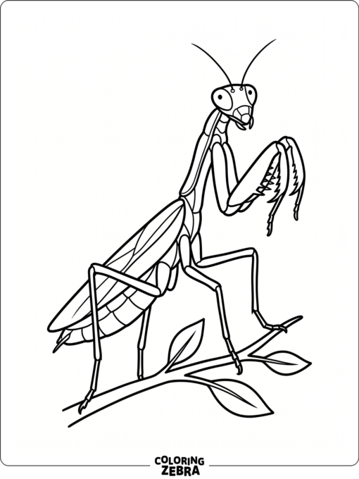 A simple praying mantis with clear shapes