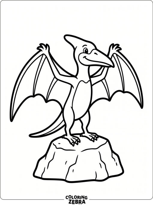 A simple pterodactyl standing on a rock