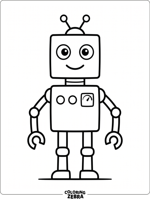 Easy robot with square head and arms