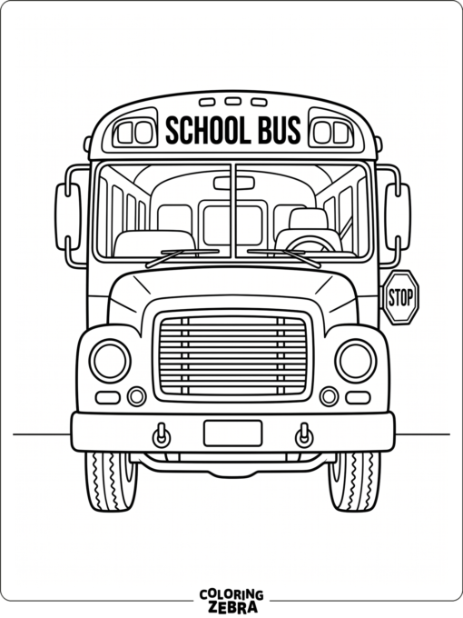 A simple front view of a school bus