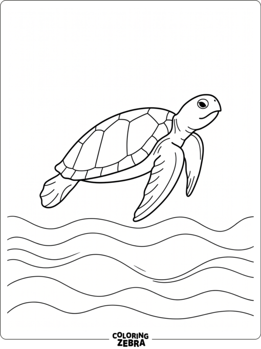 A sea turtle swimming above soft ocean waves