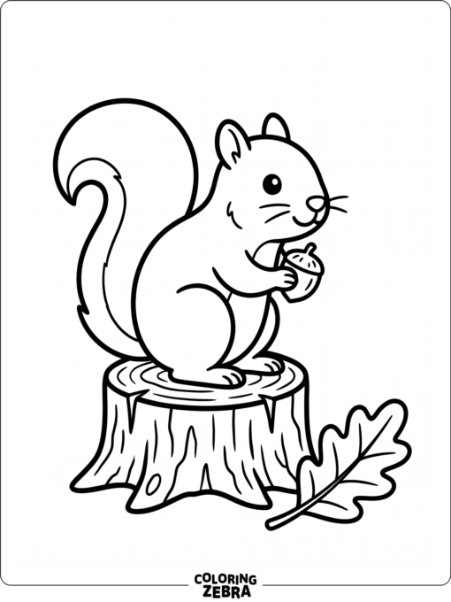 An easy squirrel sits on a stump