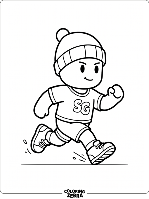 Easy running game character with bold outlines