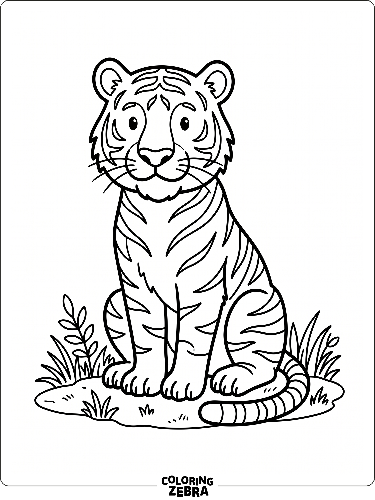A simple tiger sitting upright in a clean scene