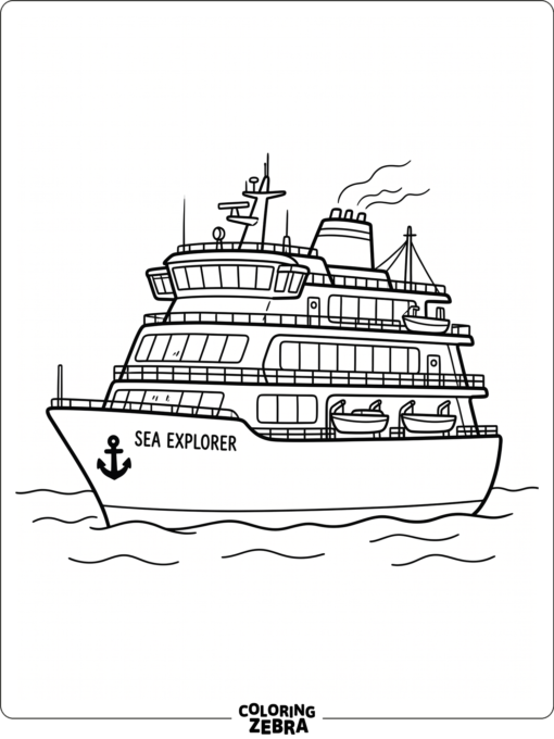 A simple ship outline with wide decks and windows