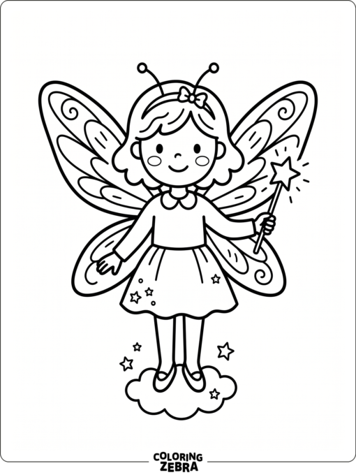 A simple tooth fairy with a wand and wings
