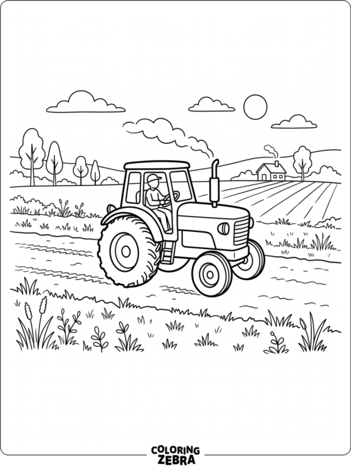 A basic tractor driving on a dirt path