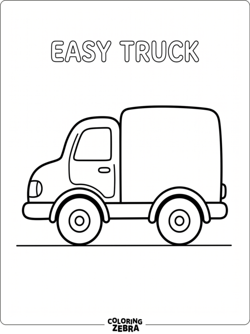 A simple truck with rounded shapes and plain wheels
