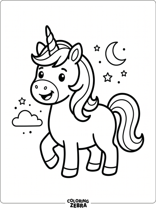 A simple unicorn with a smiling face