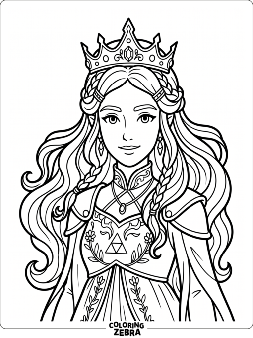 Simple Zelda character portrait with crown and flowing hair