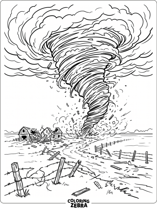 A powerful EF5 tornado over a flat plain
