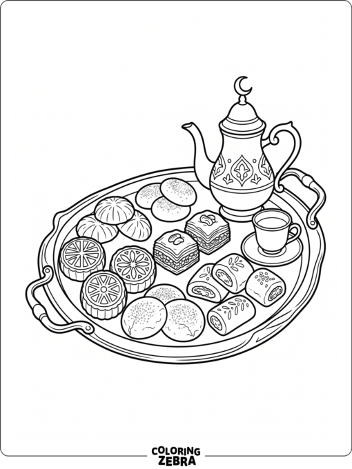 Eid sweets tray with cookies and tea