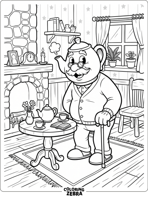 Elder Kettle in a cozy room with a small table