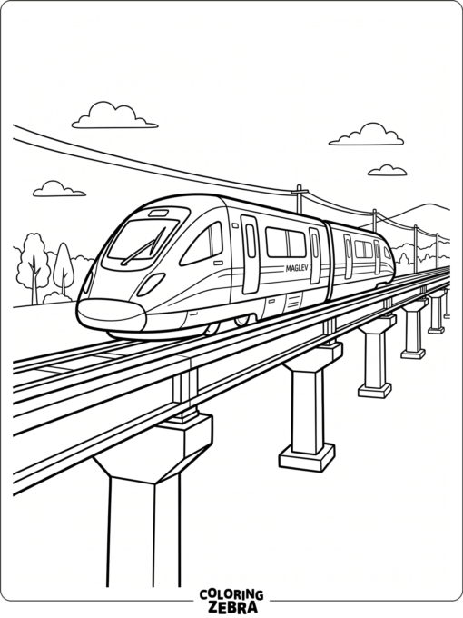 Maglev train hovering above a guideway