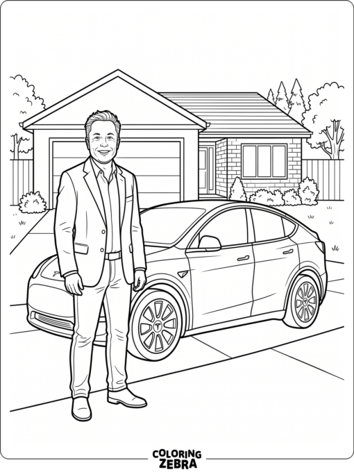 Elon Musk beside a Tesla Model Y