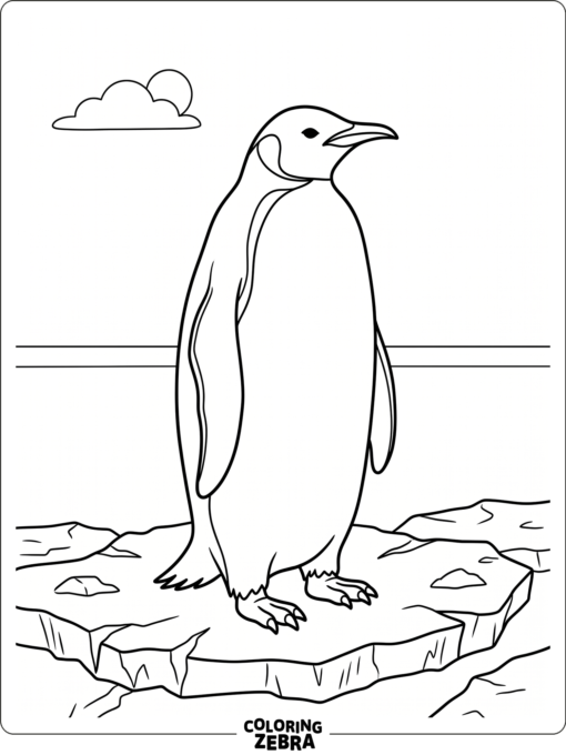 An emperor penguin standing on ice