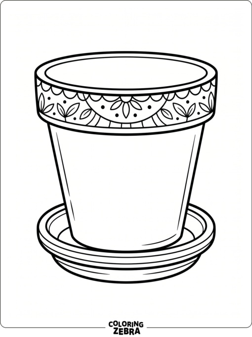 An empty flower pot with a saucer