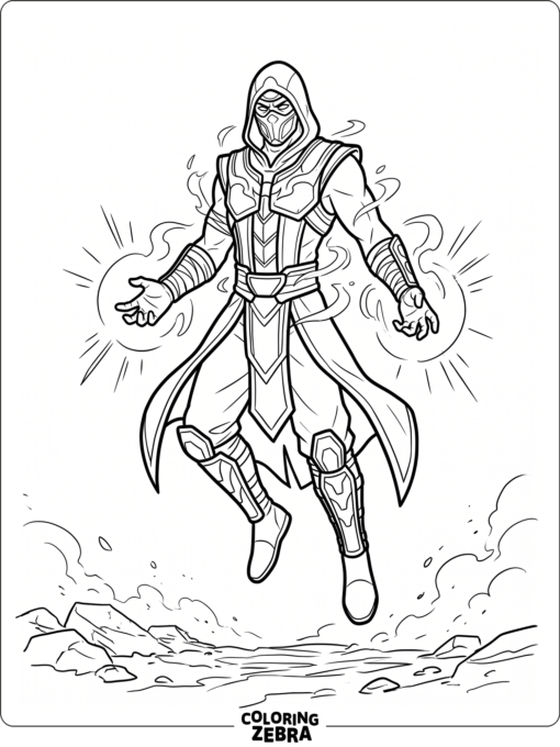 Ermac hovering with glowing energy hands