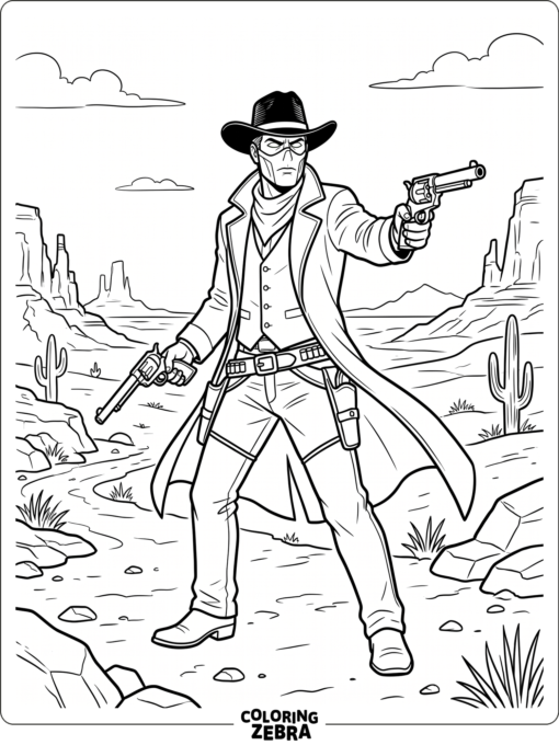 Erron Black wearing a cowboy hat with revolvers
