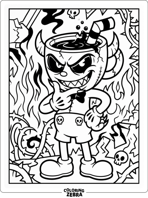 Evil Cuphead with a sly expression and bold outlines