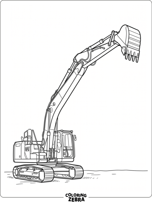 A close view of an excavator boom and arm