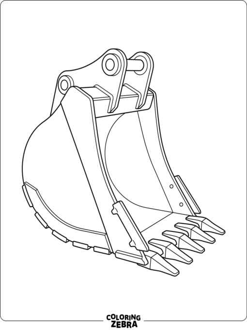 A close view of an excavator bucket with simple edges