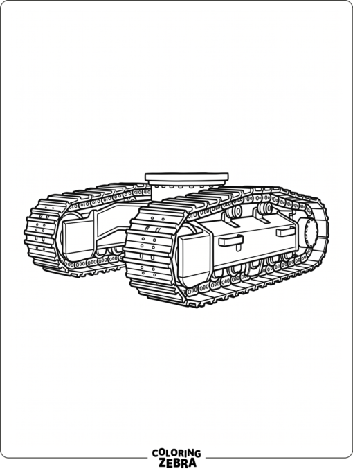 A close view of excavator tracks and treads