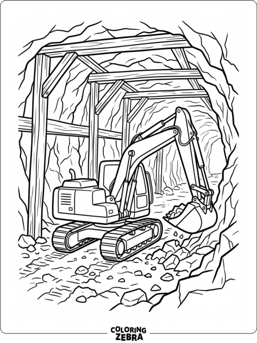 An excavator working underground in a tunnel