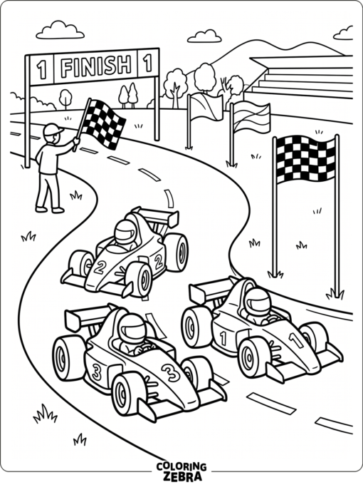 Simple F1 cars with big shapes for kids