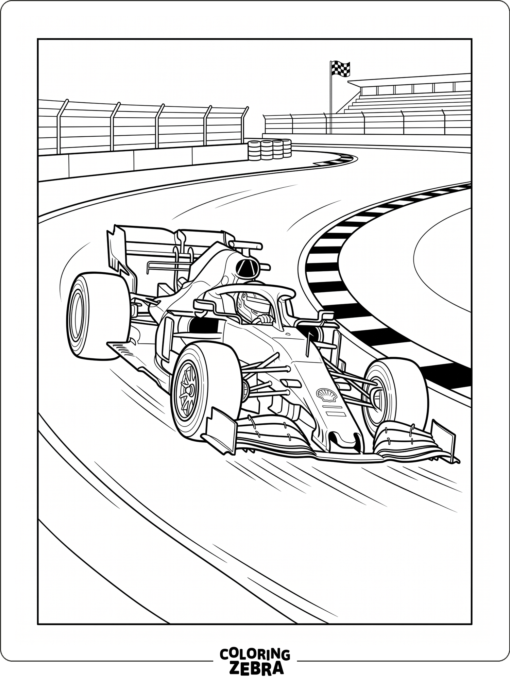 F1 car cornering hard on a smooth track
