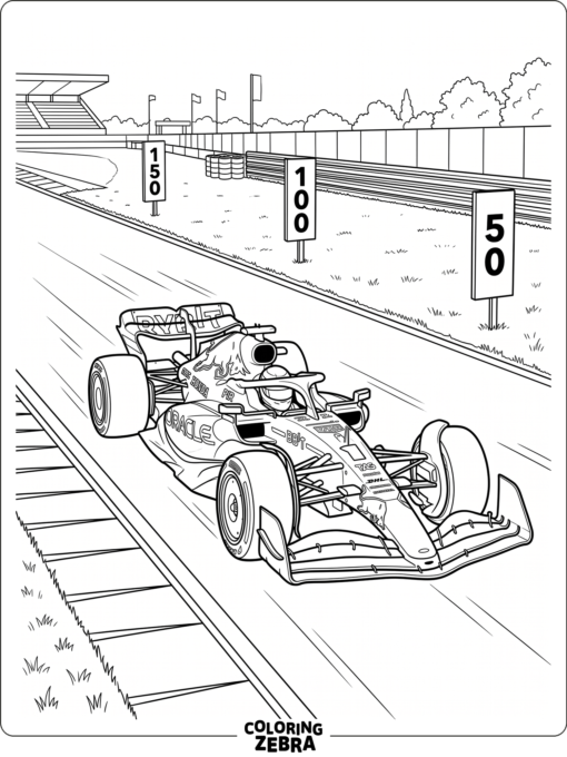 F1 car with DRS open on the straight