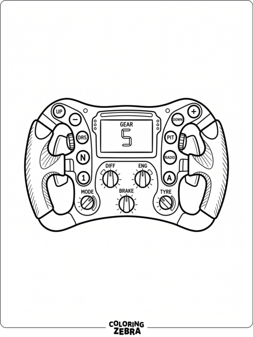 A Formula One steering wheel with buttons and grips