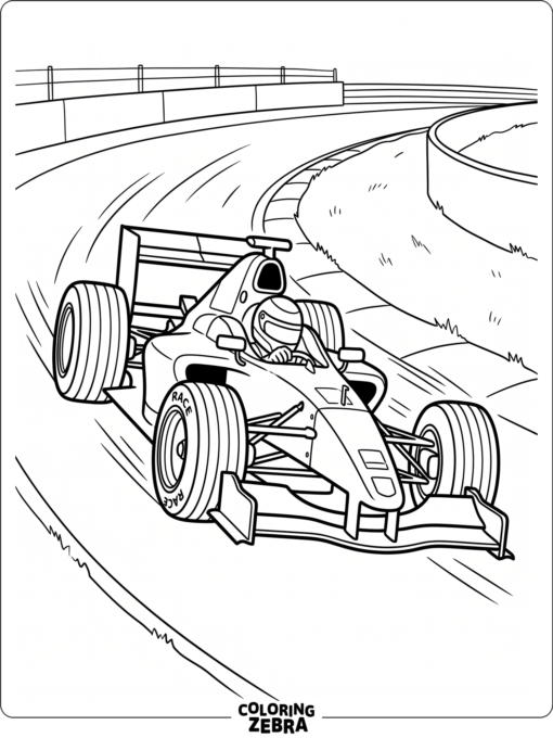 A fast formula car taking a sharp turn