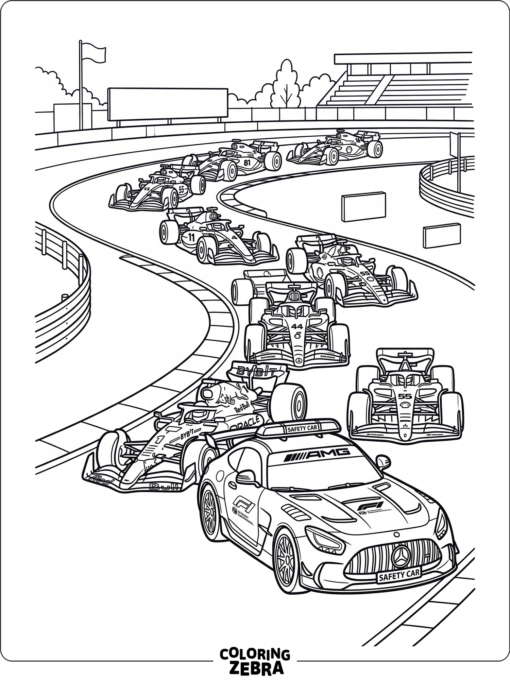 F1 safety car leading the pack