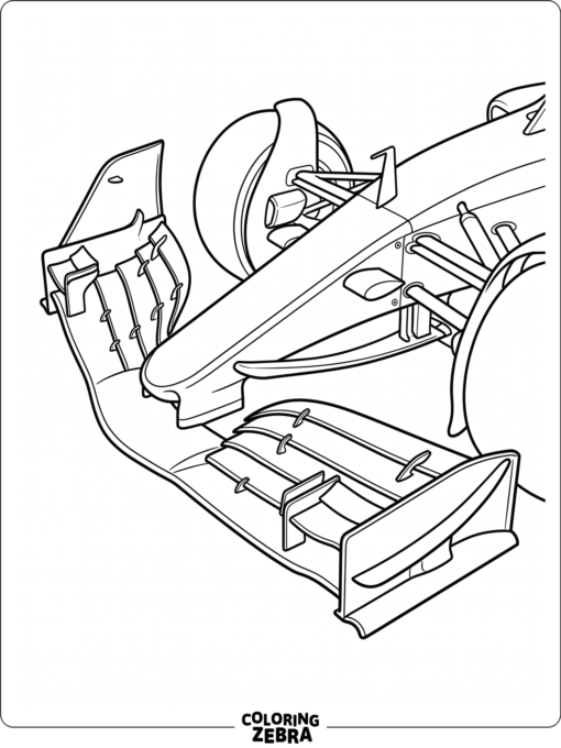 A formula car front wing shown close up