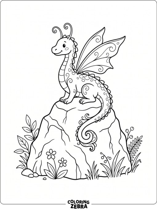 A fairy dragon near mushrooms and sparkles