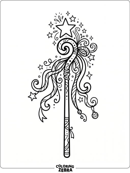A fairy wand with stars and ribbons